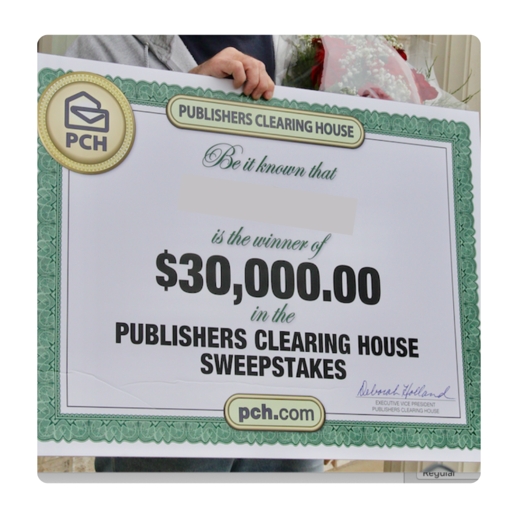 a publishers clearing house check example