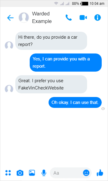 an example of a vin checker scam